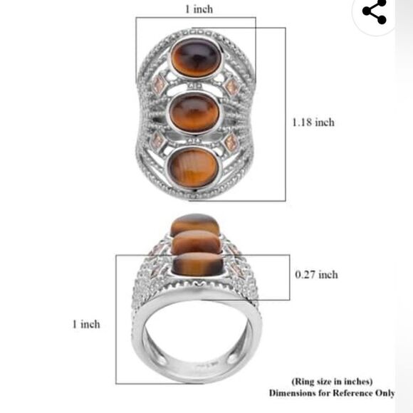 Yellow Tigers Eye Ring Size 7 - Picture 10 of 15